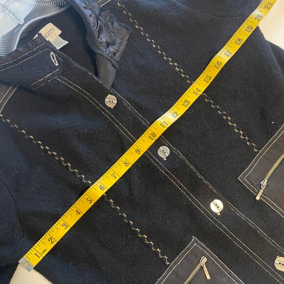 Chico's Vintage Black Wool Cardigan Size 1 (Womens Small) Mixed Media Topper - Picture 6 of 7